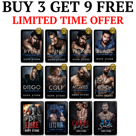 BUY 3 GET 9 FREE | The COMPLETE Outlaw Souls MC Romance Series (Books 1-8) + 4 Bonus Novellas - EBOOKS