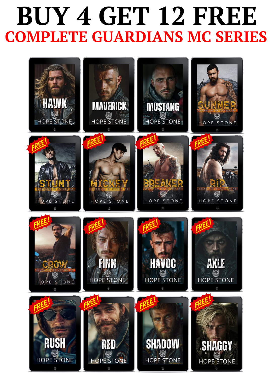 BUY 4 GET 12 FREE | The COMPLETE Guardians MC Romance Bundle | 16-Book MEGA Bundle + Exclusive Bonus - EBOOKS